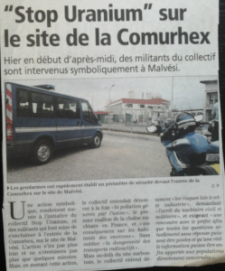 Stop uranium sur le site de la comurhex - independant - 20 juin 2013