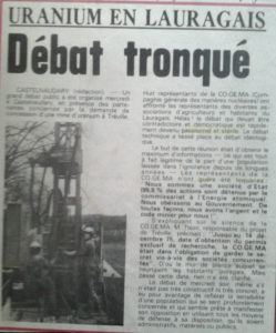 uranium en lauragais lindependant otobre 1984